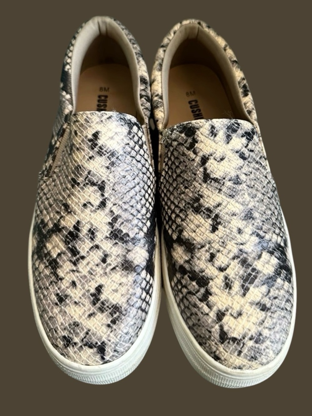 CUSHIONAIRE Women's Reena Comfort Quilted Sneaker | Snake Skin Print |Size 8.5